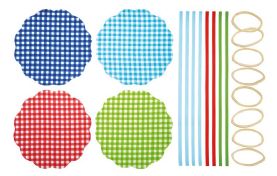 Gingham Fabric Jam Jar Cover Kit